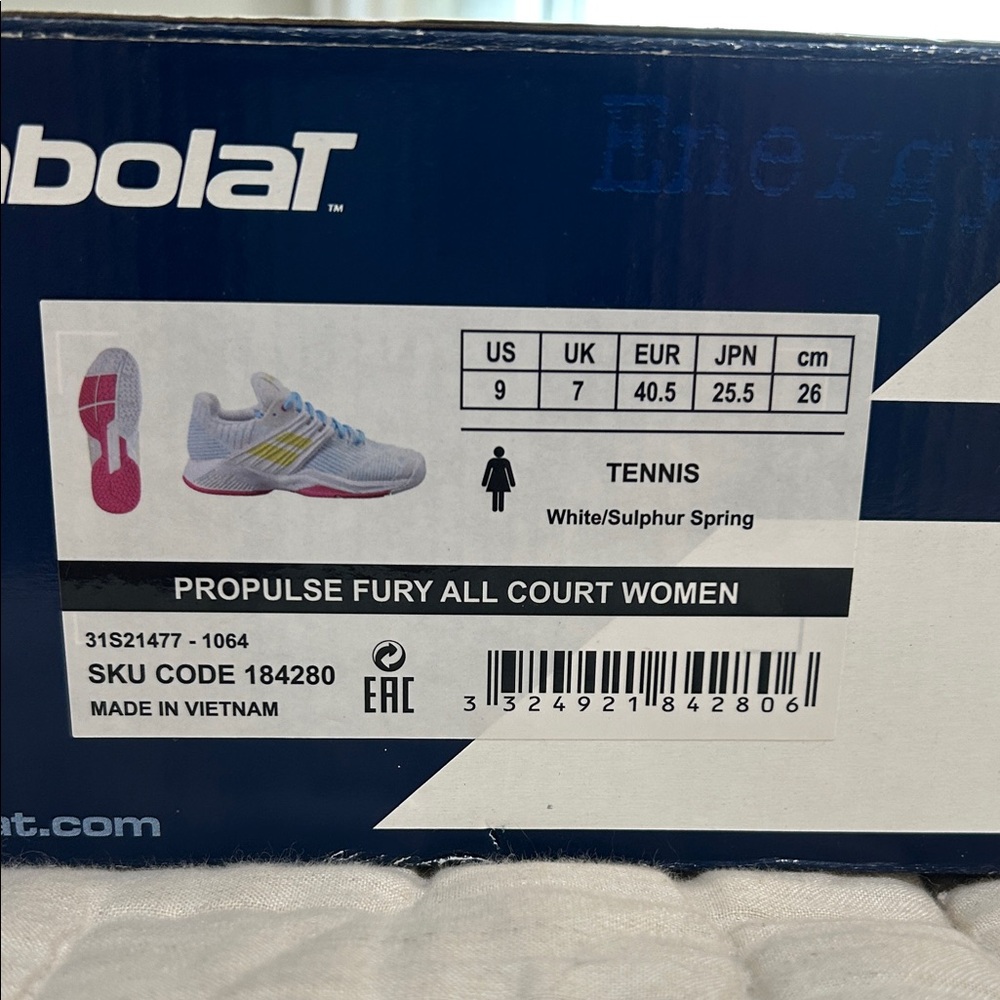 Babolat Women's Propulse Fury Tennis Shoes - White and Yellow